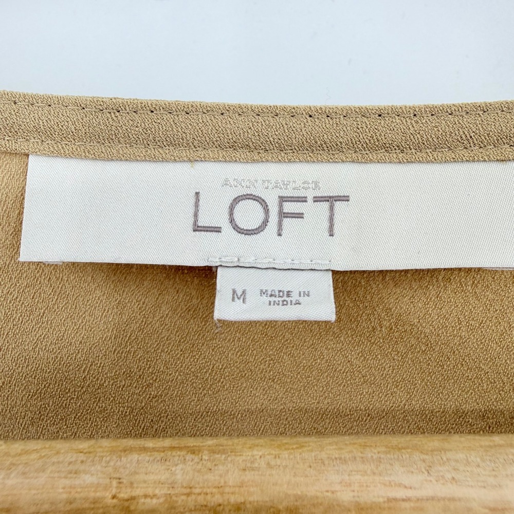 LOFT Tan Short Sleeve Keyhole Blouse - Picture 3 of 7